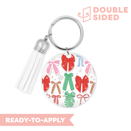 [ Double Sided ] Circle UV DTF Decal | Festive Coquette Bows