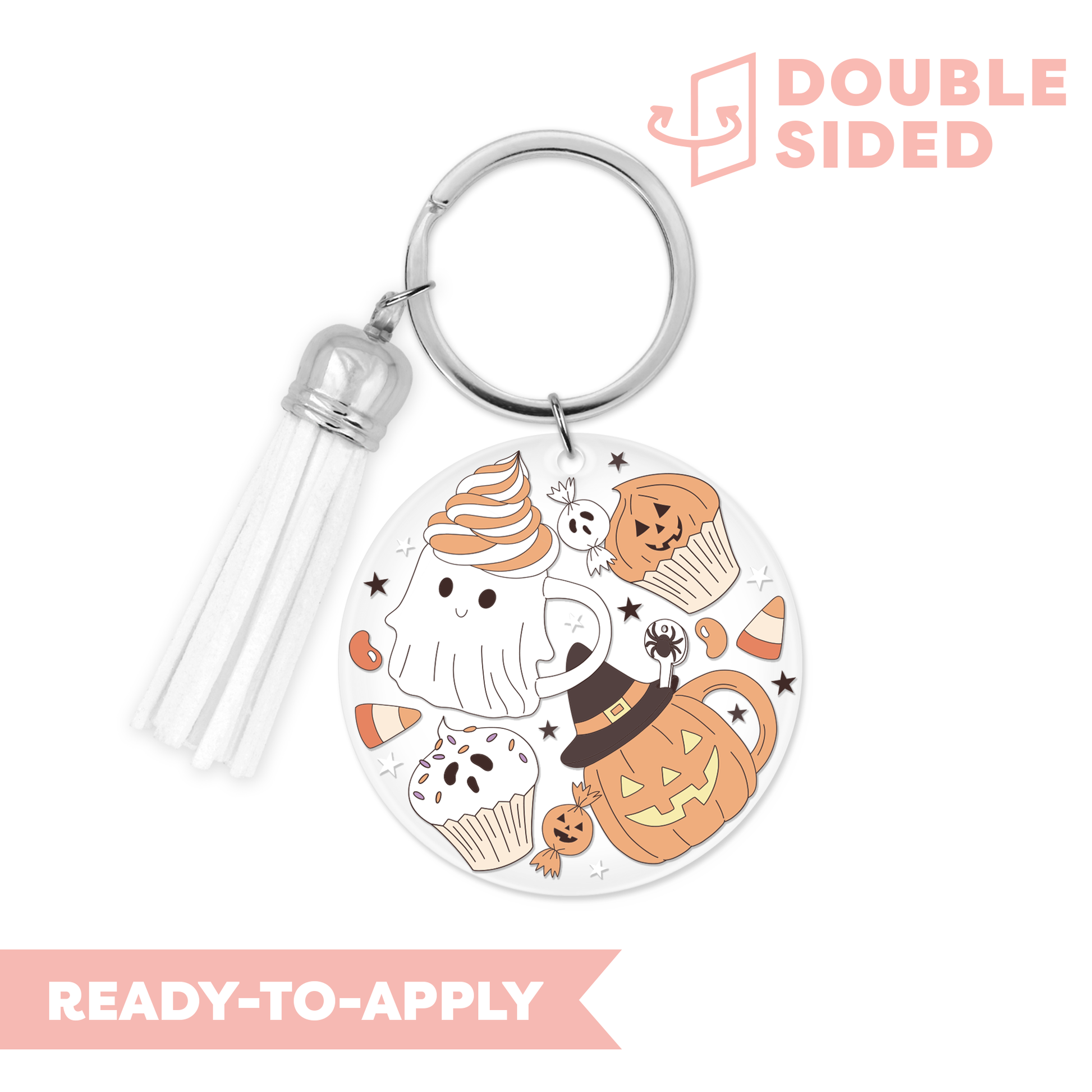 [ Double Sided ] Circle UV DTF Decal | Halloween Cafe