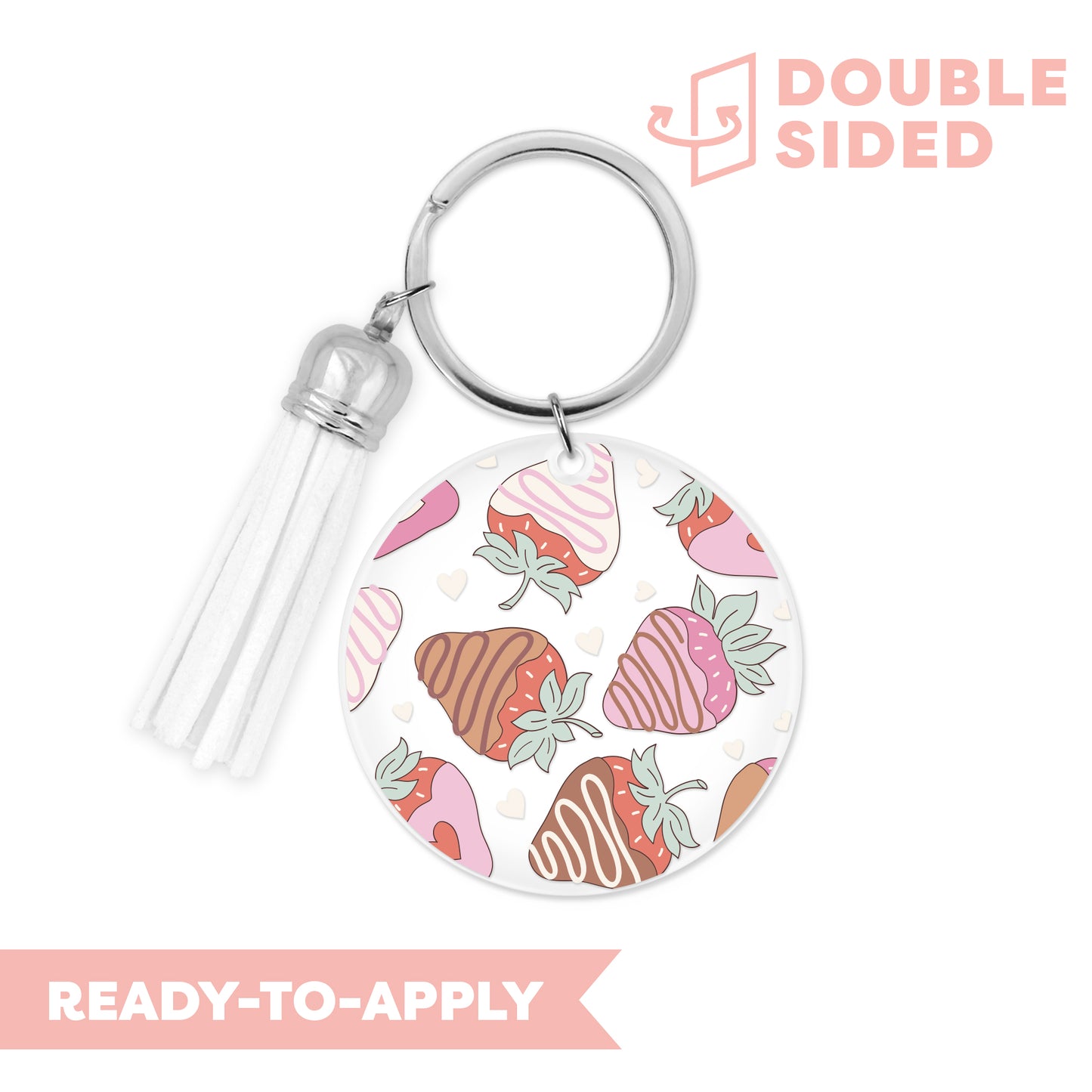 [ Double Sided ] Circle UV DTF Decal | Chocolate Covered Strawberry