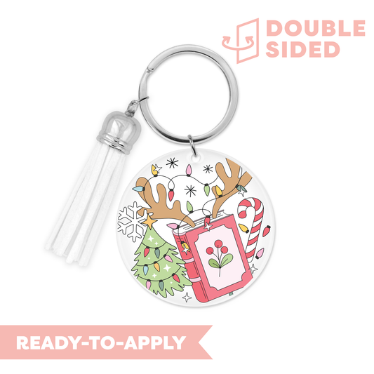 [ Double Sided ] Circle UV DTF Decal | My Christmas Is All Booked