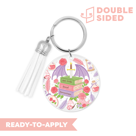 [ Double Sided ] Circle UV DTF Decal | Hot Girls Read Romantasy