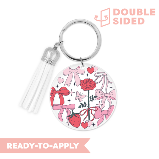 [ Double Sided ] Circle UV DTF Decal | Romantic Bow