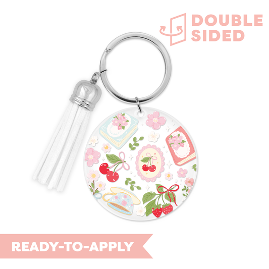 [ Double Sided ] Circle UV DTF Decal | Cherry Reading Time