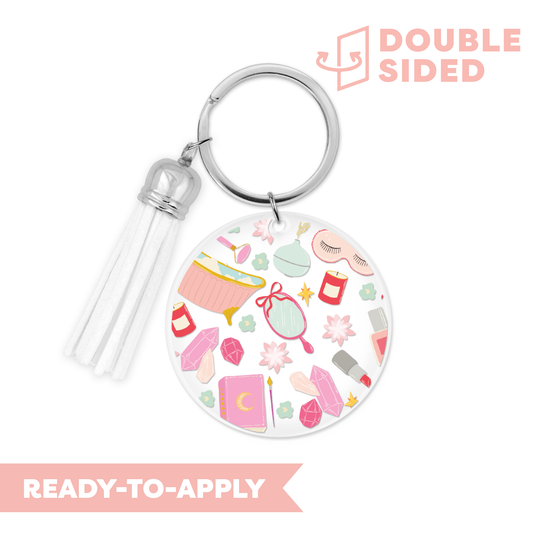 [ Double Sided ] Circle UV DTF Decal | Self-Care Queen