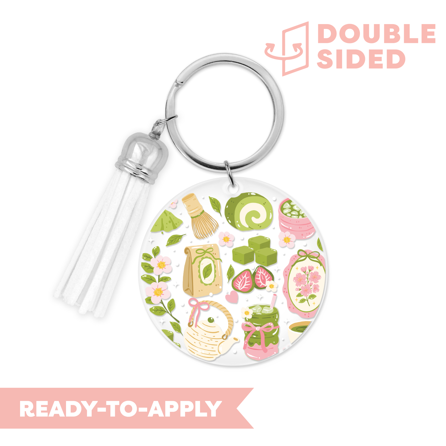 [ Double Sided ] Circle UV DTF Decal | Matcha Lover