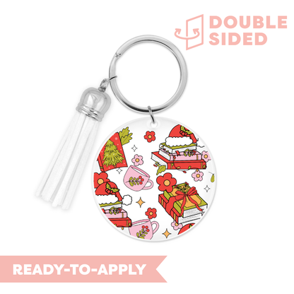 [ Double Sided ] Circle UV DTF Decal | Dear Santa, Send Books