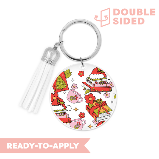 [ Double Sided ] Circle UV DTF Decal | Dear Santa, Send Books
