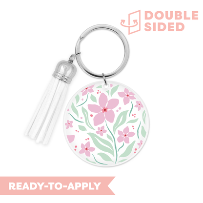 [ Double Sided ] Circle UV DTF Decal | Pink Petal Party