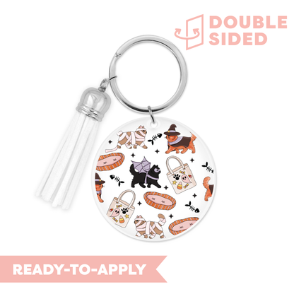 [ Double Sided ] Circle UV DTF Decal | Spooky Kitties