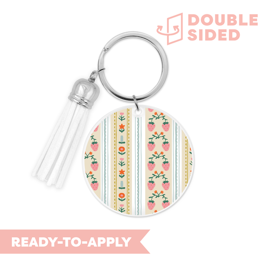 [ Double Sided ] Circle UV DTF Decal | Strawberry Washi Tape