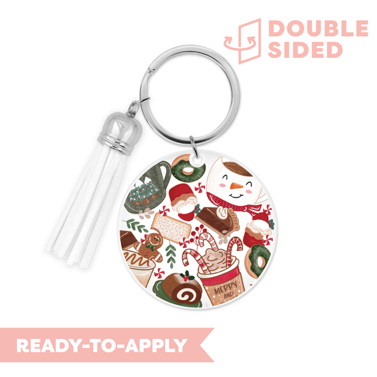 [ Double Sided ] Circle UV DTF Decal | Holiday Coffee Date