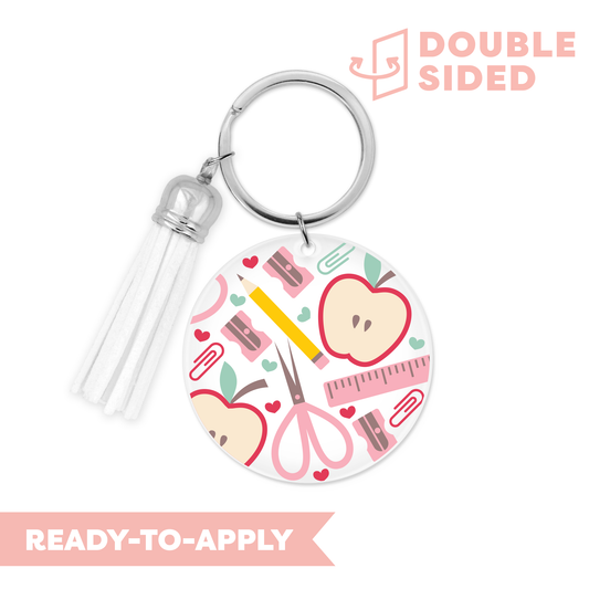 [ Double Sided ] Circle UV DTF Decal | School Apple