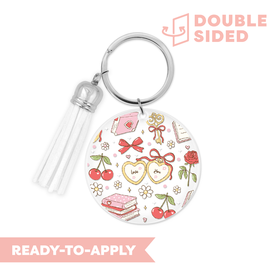 [ Double Sided ] Circle UV DTF Decal | Coquette Bookish Girl