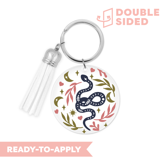 [ Double Sided ] Circle UV DTF Decal | Mystic Snake