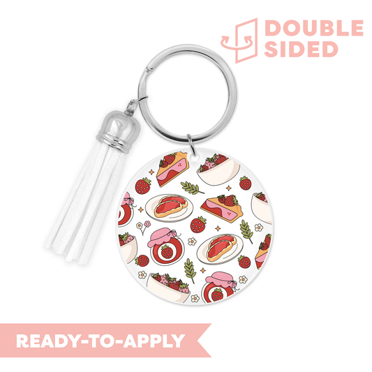 [ Double Sided ] Circle UV DTF Decal | Strawberry Cottage Core