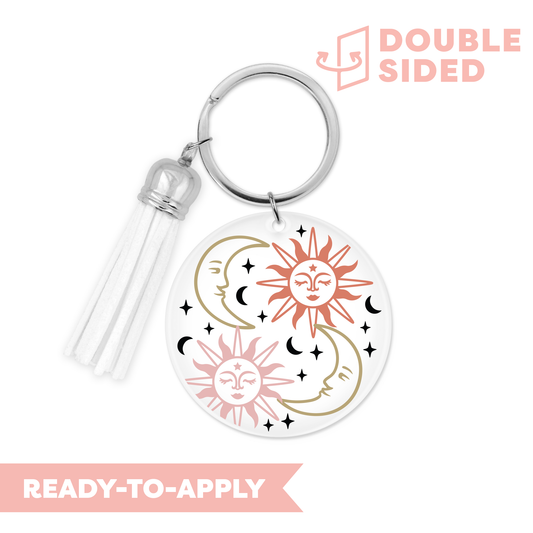 [ Double Sided ] Circle UV DTF Decal | Sun And Moon Mystic