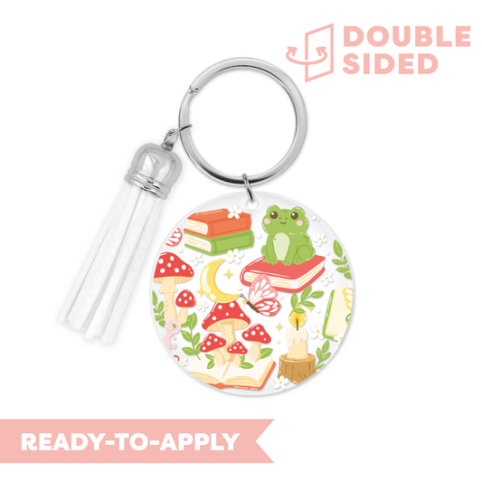 [ Double Sided ] Circle UV DTF Decal | Cottage-Forest Bookish