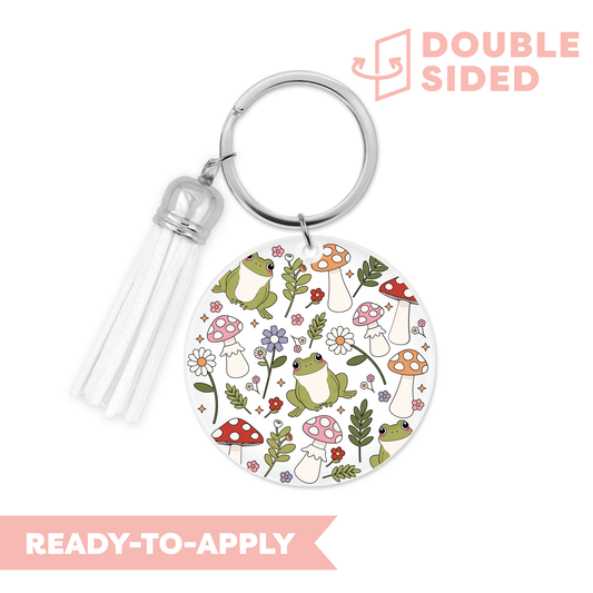 [ Double Sided ] Circle UV DTF Decal | Froggy Cottage Core