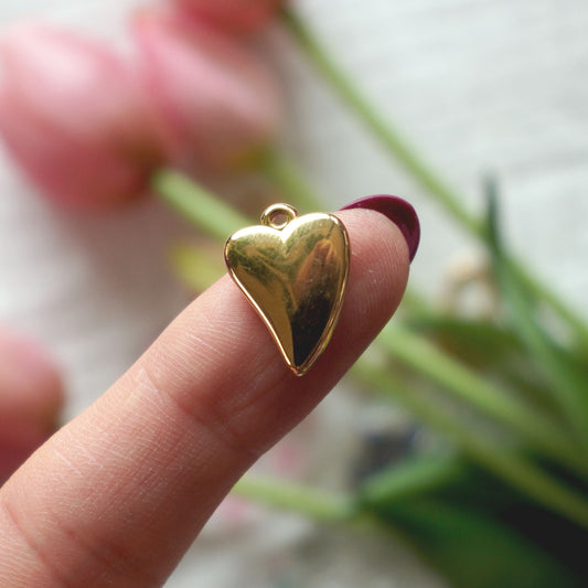 Long Heart Charm | 18K Gold Plated