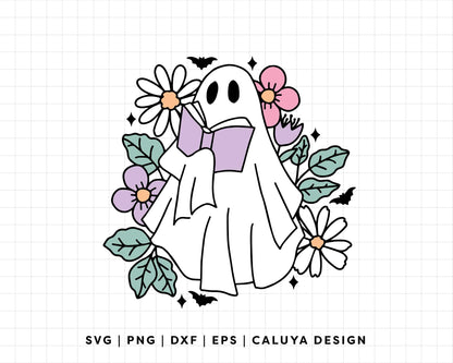 FREE Reading Ghost SVG | Book Lover Ghost SVG