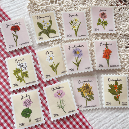 [ Double Sided ] UV DTF Transfer | Birth Month Flower Stamp