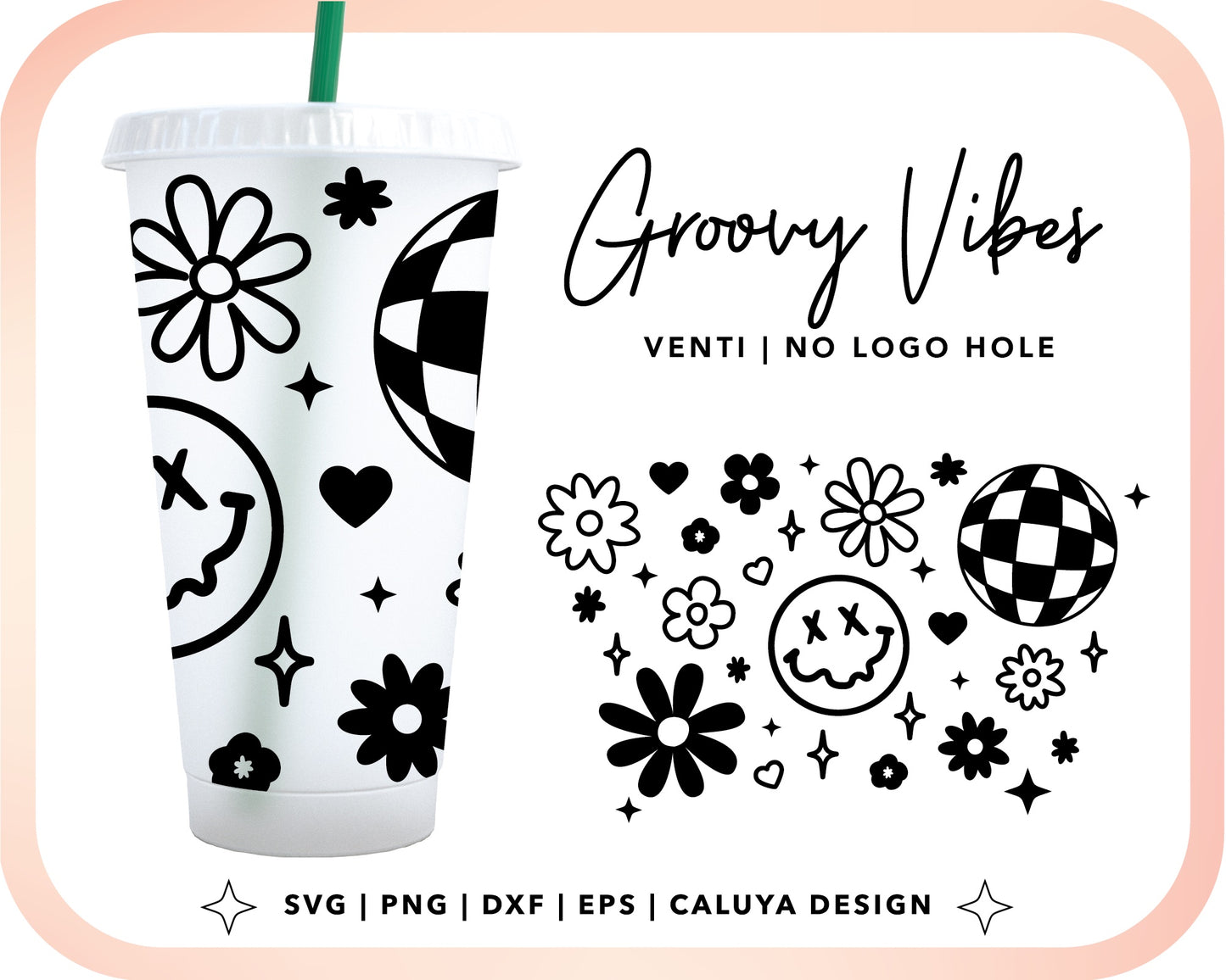 No Logo Venti Cup Wrap SVG | Y2K Vibes Cut File for Cricut, Cameo Silhouette | Free SVG Cut File