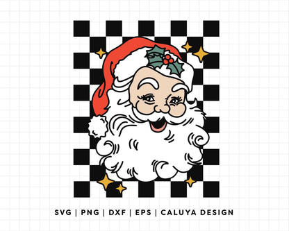 FREE Retro Santa SVG | Checkered Retro Christmas SVG for Cricut