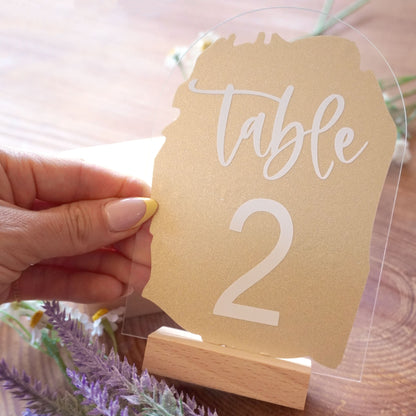 Table Number Acrylic Blank + Wooden Base