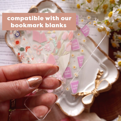 [ Double Sided ] Bookmark UV DTF Decal | Kitty & Roses