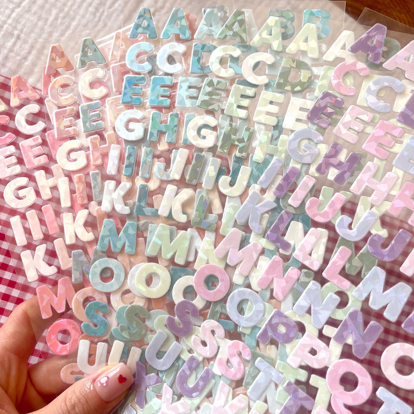 [ Single Sided ] Holographic Letter Sticker Sheet | Bubble Letters