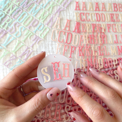 [ Single Sided ] Holographic Letter Sticker Sheet Set | Fishtail Monogram 2 Sheets