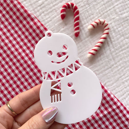 Happy Snowman Acrylic Blank | White