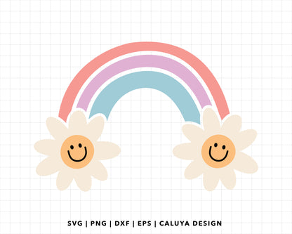 FREE Daisy Rainbow SVG | Retro Rainbow SVG