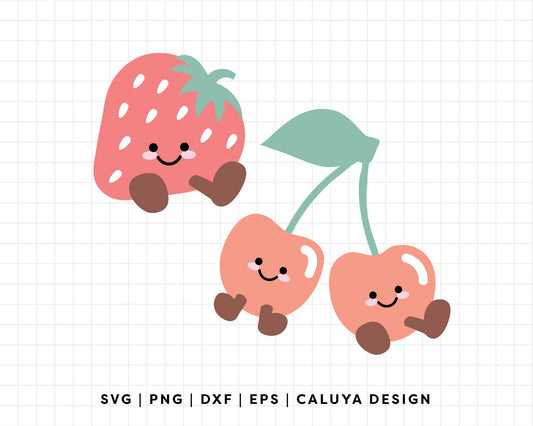 FREE Kawaii Cherry SVG | Kawaii Strawberry SVG