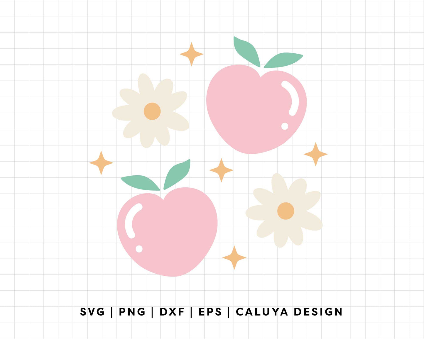FREE Peach SVG | Retro Fruits SVG