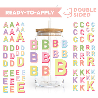 [ Double Sided ] UV DTF Decal Initial Alphabet | Duo Block Letters