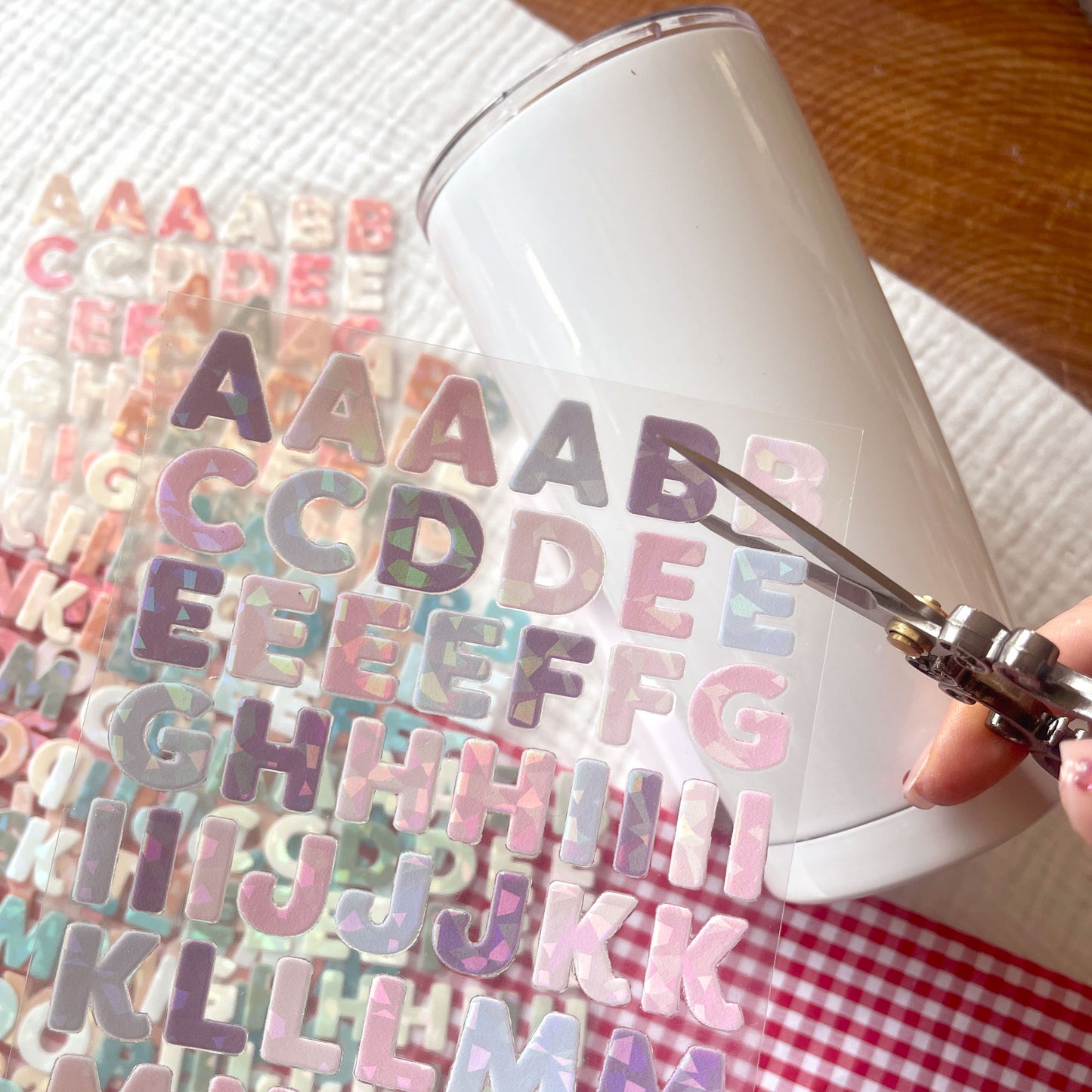 [ Single Sided ] Holographic Letter Sticker Sheet | Bubble Letters