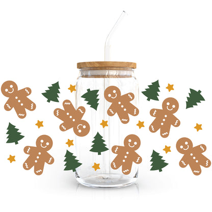 16oz Cup UV DTF Decal | Gingerbread Man Tree