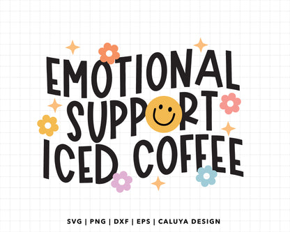 FREE Emotional Support Iced Coffee SVG | Retro Quote SVG