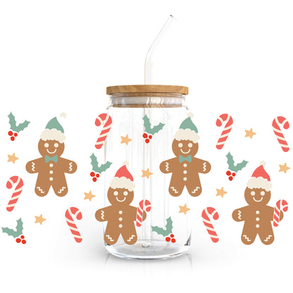 16oz Cup UV DTF Decal | Gingerbread Man Santa