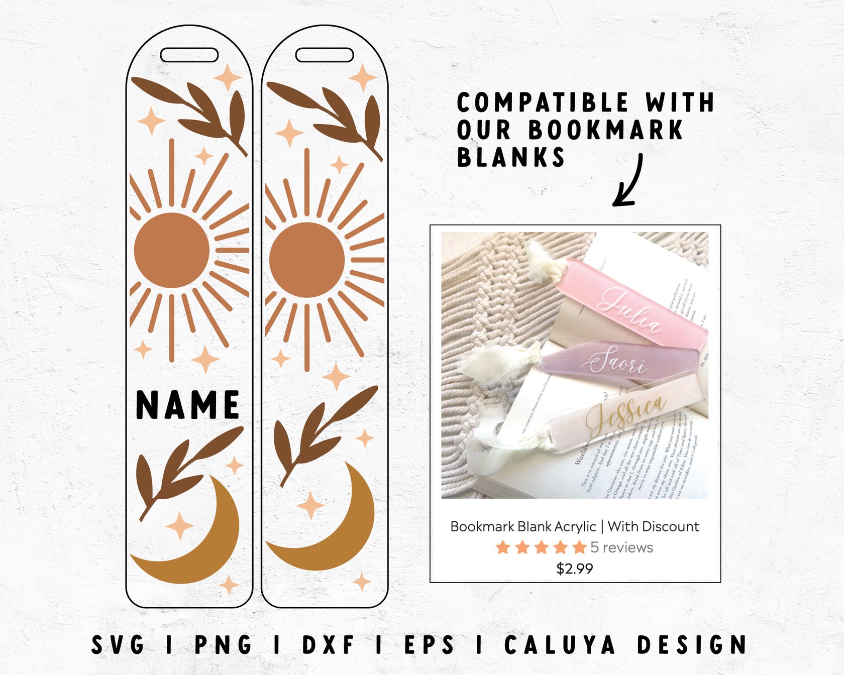 Bookmark Template SVG | Moon & Sun SVG – Caluya Design
