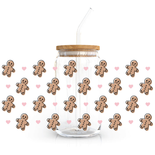 16oz Cup UV DTF Decal | Heart Gingerbread Man