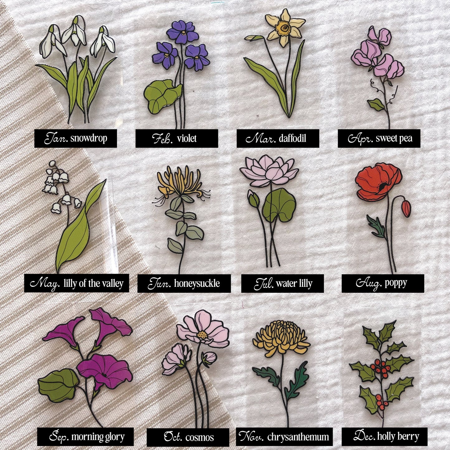 [ Double Sided ] UV DTF Transfer | Birth Month Flower