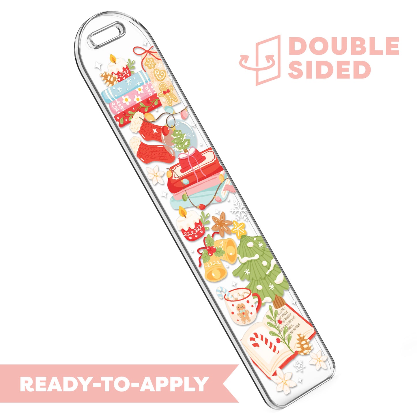 [ Double Sided ] Bookmark UV DTF Decal | Merry Bookish Christmas
