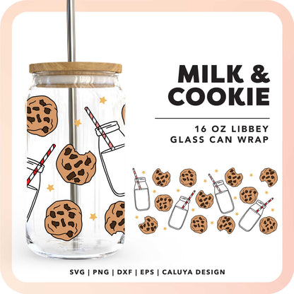 [ Digital File ] 16oz Libbey Can Wrap SVG | Milk & Cookie SVG