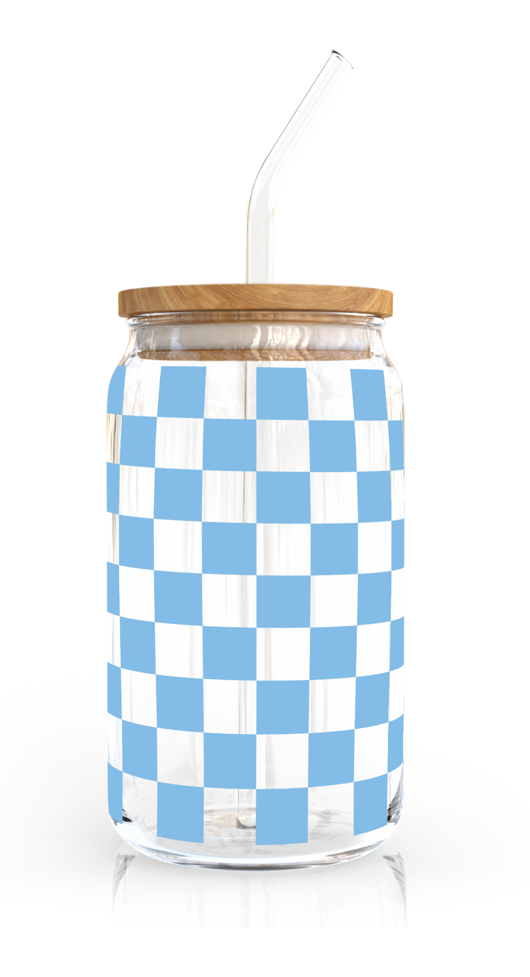 [ Double Sided ] 16oz Cup UV DTF Decal | Aqua Checkered