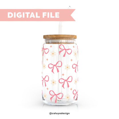 16oz Libbey Can Cup Wrap | Bows and Daisies SVG