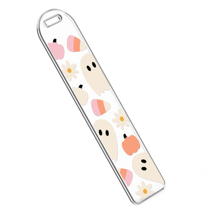 Bookmark UV DTF Decal | Cute Ghost With Pumpkin & Candy Corn