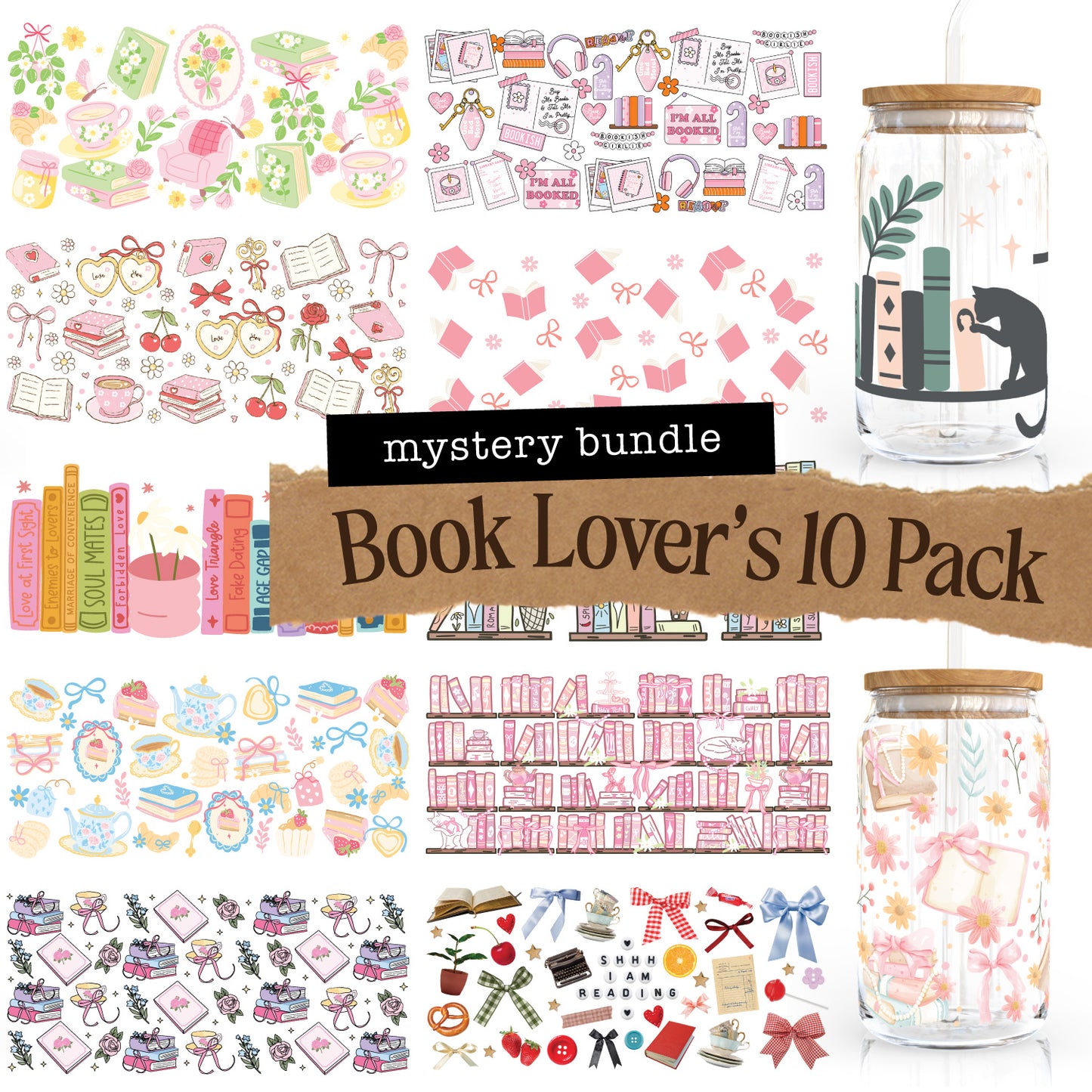 10 Cup Wrap Mystery Pack | Book Lover's Theme