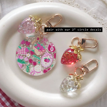 3D Strawberry Charm Keychain